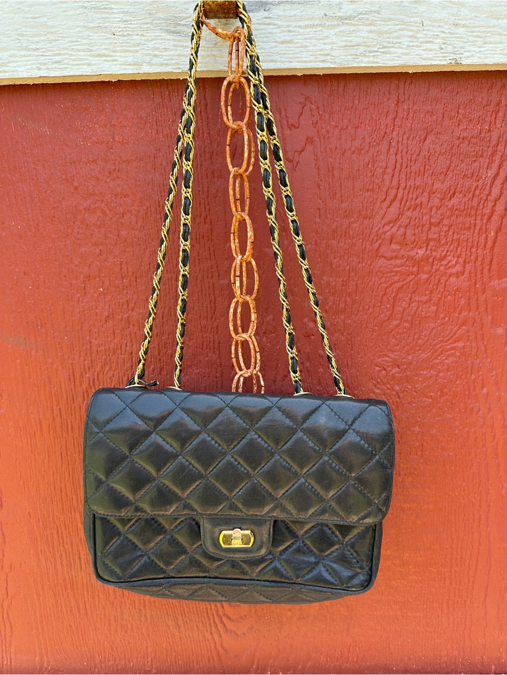 Jay Herbert Vintage (80’s) Navy Blue Quilted Shoulder Bag with Chain Strap